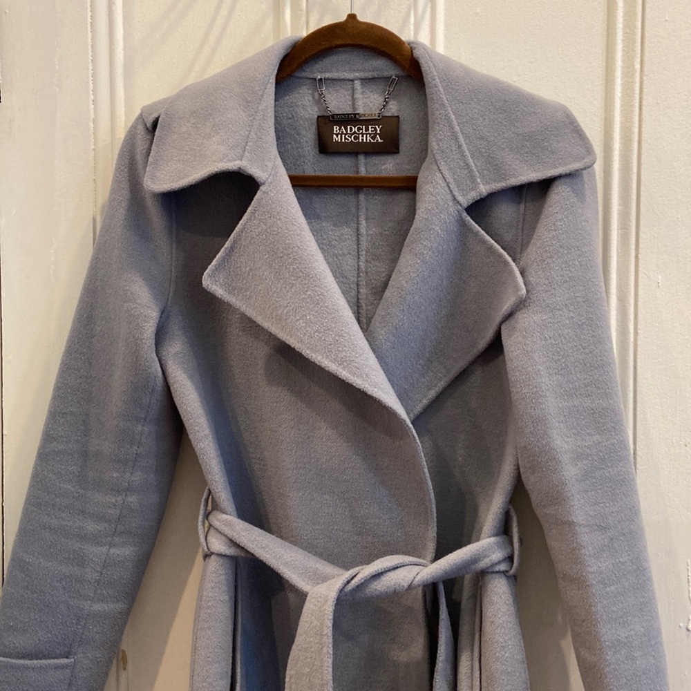 Badgley Mischka Light Blue Wool Coat